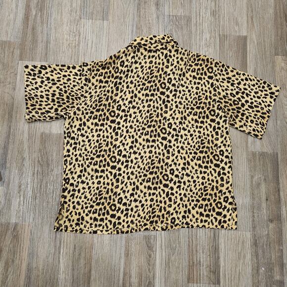 Vtg Liz Claiborne Leopard Cheetah Print Blouse Womens S Oversized Button Up Boho - Picture 5 of 8
